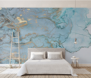 Blue & Gold Marble Wallpaper Murals-Marble Design Wallpaper