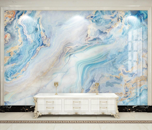Blue Marble Wallpaper Mural: Transform your space-Marble Design Wallpaper