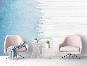 Blue & White Merge Lines Wallpaper Murals-Marble Design Wallpaper