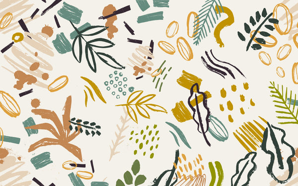 Bohemian Shapes Wallpaper Mural - Transform Your Space-Flower & Leaf Wallpaper