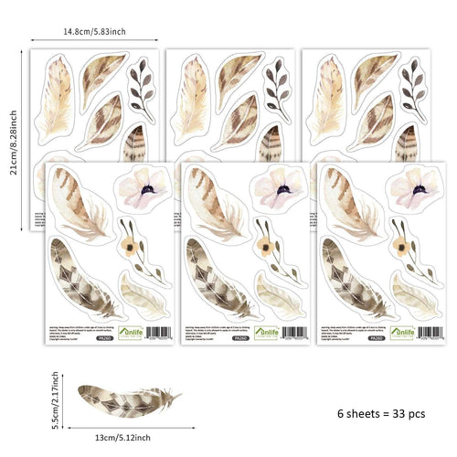 Boho Feathers Wall Stickers - Stylish Décor-Kids Nursery Bohemian Wall Decals