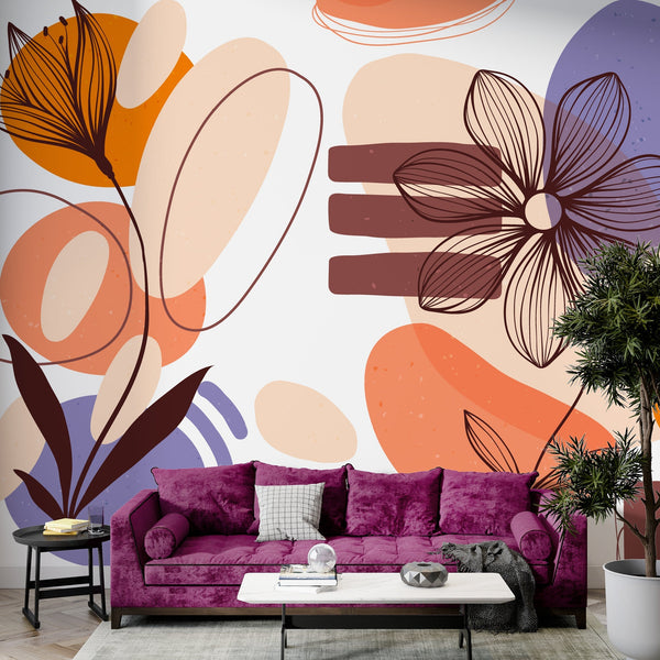 Boho Florals Wallpaper Mural - Enhance Your Space!-Geometric Shapes Wallpaper