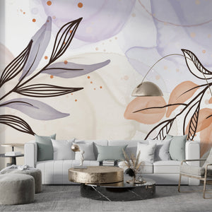 Boho Flowers Wallpaper Mural: Enhance Your Space-Flower & Leaf Wallpaper