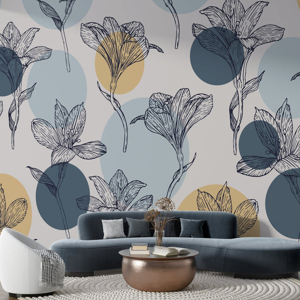 Boho Flowers Wallpaper Mural - Vibrant & Stylish Décor-Flower & Leaf Wallpaper