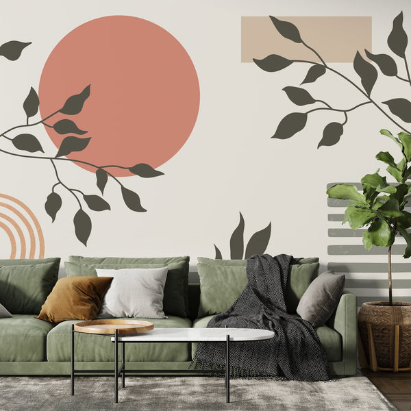 Boho Garden Wallpaper Mural: Enhance Your Space-Flower & Leaf Wallpaper