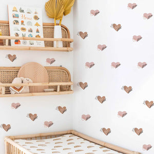 Boho Hearts Pattern Wall Stickers - Adhesive Decals-Kids Nursery Bohemian Wall Decals