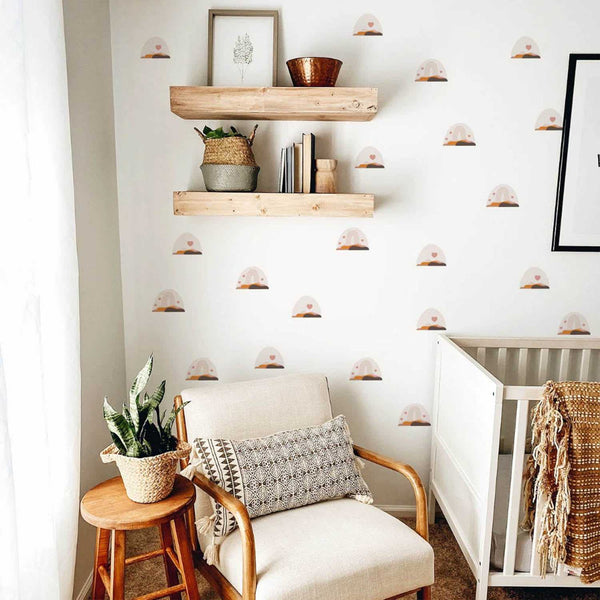 Boho Hearts Rainbow Wall Decals: Transform Your Space-Kids Nursery Bohemian Wall Decals