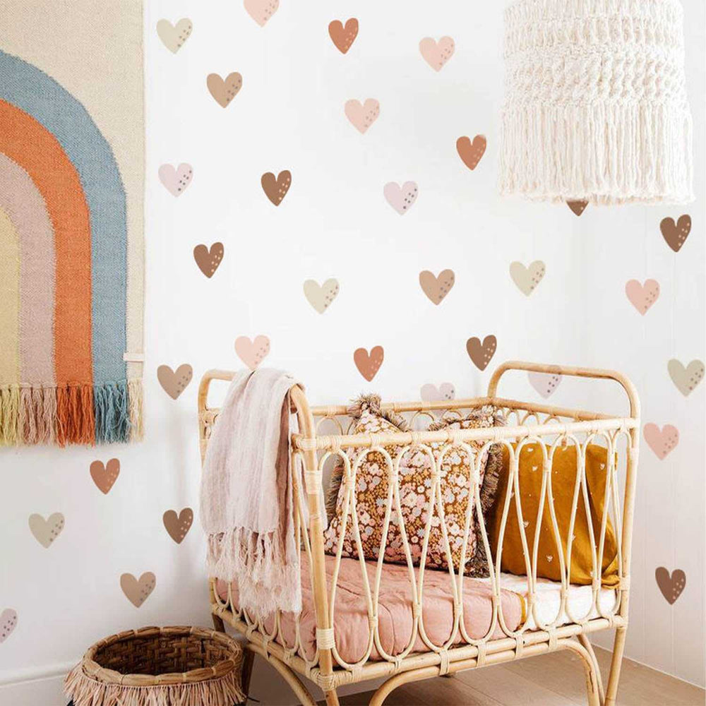 Boho Hearts Wall Stickers: Stylish Décor-Kids Nursery Bohemian Wall Decals