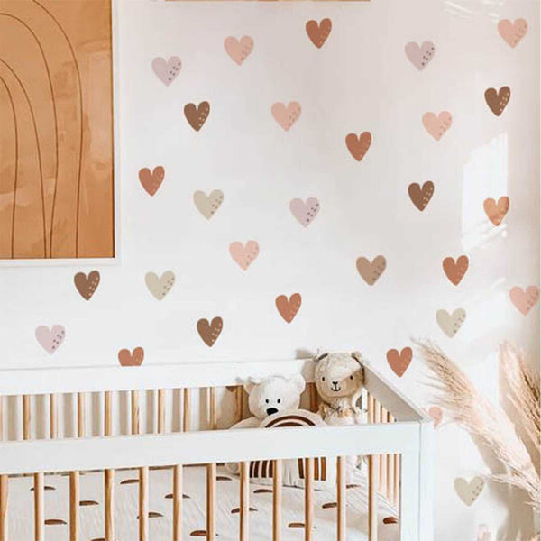 Boho Hearts Wall Stickers: Stylish Décor-Kids Nursery Bohemian Wall Decals