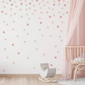 Boho Pink Stars Wall Stickers - Removable Nursery Decor for Girls Bedroom-