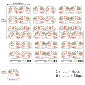 Boho Rainbow Leaf Stickers - Adhesive Decals-Kids Nursery Bohemian Wall Decals