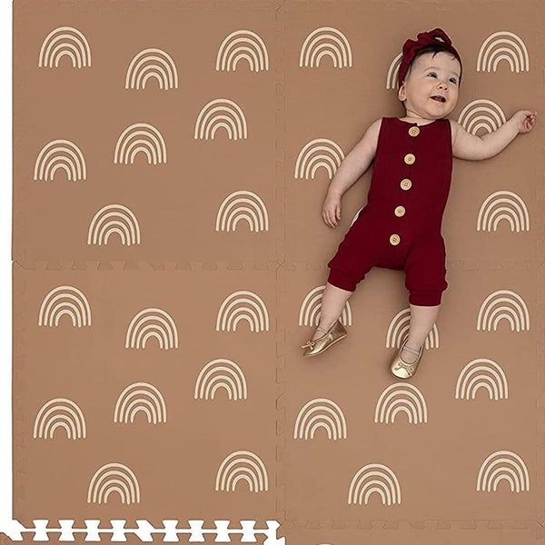 Boho Rainbow Puzzle Play Mat Tiles – Soft Foam Mats for Kids-Toddler Play Mats