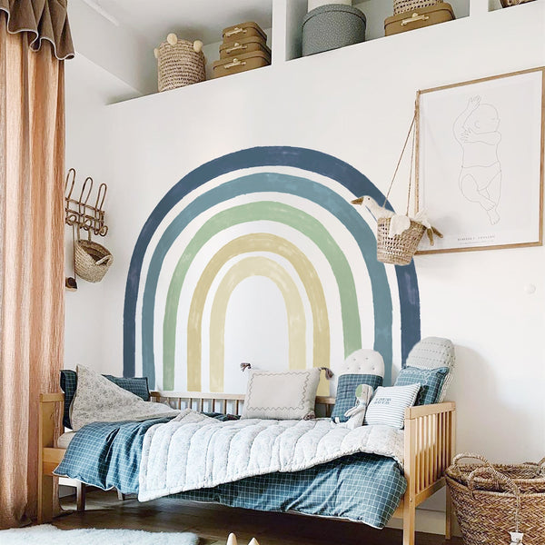Boho Rainbow Wall Decal - Pastel Blue and Large Sticker-Home Decor Decals