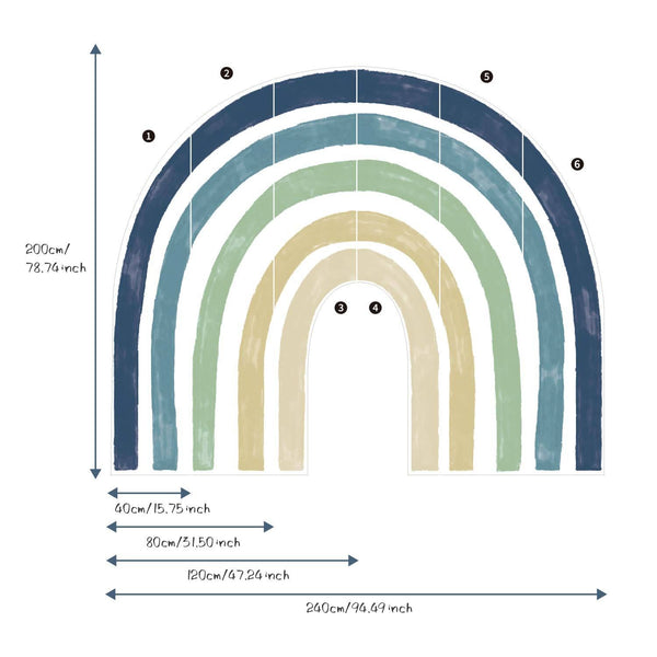 Boho Rainbow Wall Decal - Pastel Blue and Large Sticker-Home Decor Decals