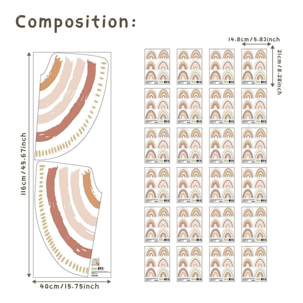 Boho Rainbow Wall Decal: Vibrant Room Decor-Kids Nursery Bohemian Wall Decals