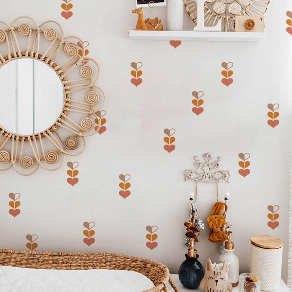 Boho Triple Hearts Wall Decals: Elegant Decor-Kids Nursery Bohemian Wall Decals