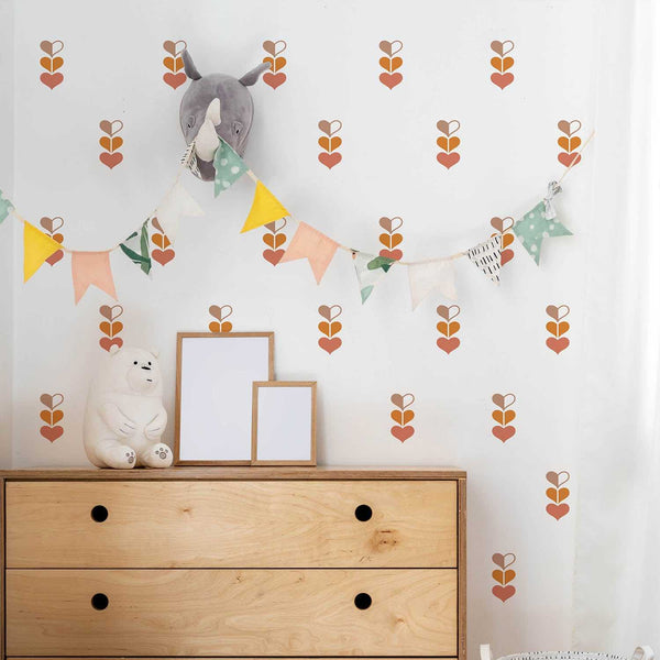 Boho Triple Hearts Wall Decals: Elegant Decor-Kids Nursery Bohemian Wall Decals