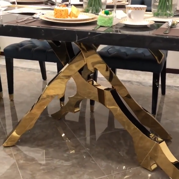 Brass & Italian Marble Designer Dining Table-Dining Tables
