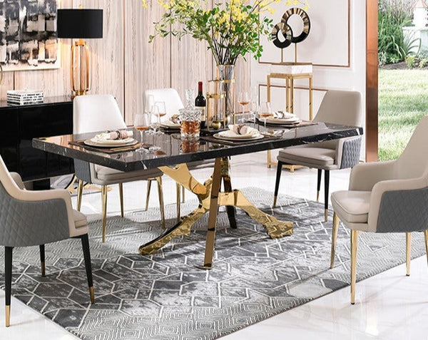 Brass & Italian Marble Designer Dining Table-Dining Tables