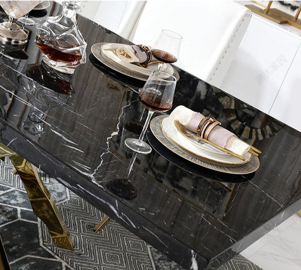 Brass & Italian Marble Designer Dining Table-Dining Tables