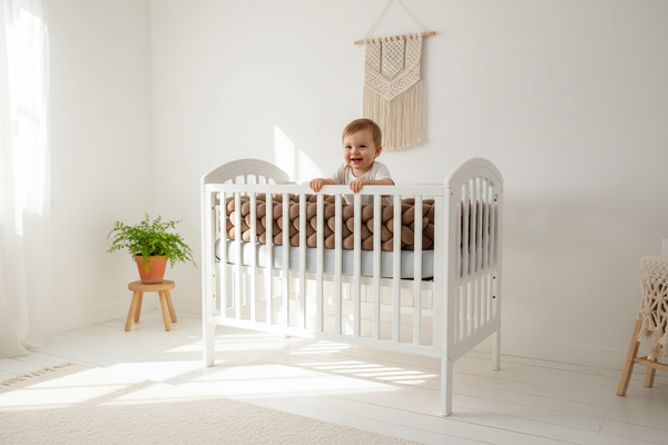Breathable Brown Knotted Cot Bumper — Dark Brown, Light Brown & Tri-Colour | 2m, 3m & 4m