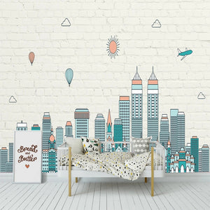 Brick Walls with Hidden Houses Wallpaper-Kids Room Wallpaper