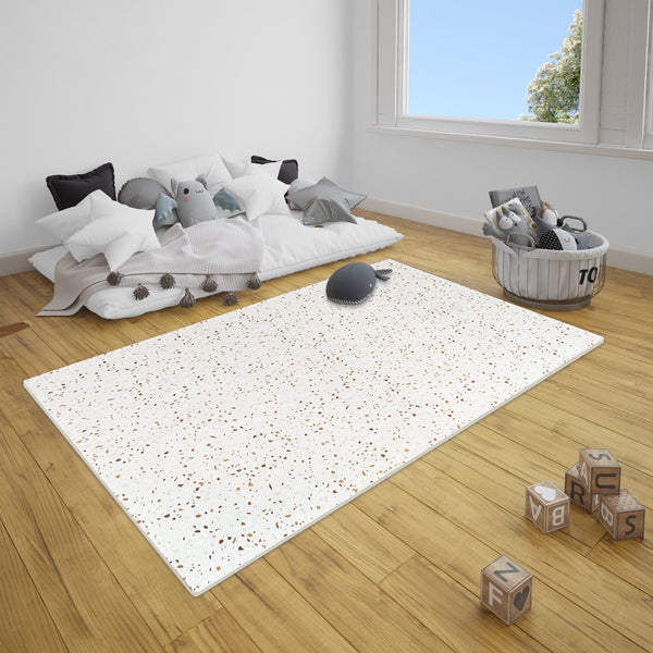 Brown Terrazzo Puzzle Play Mat Tiles – Soft Foam Stone Mosaic Design-Toddler Play Mats