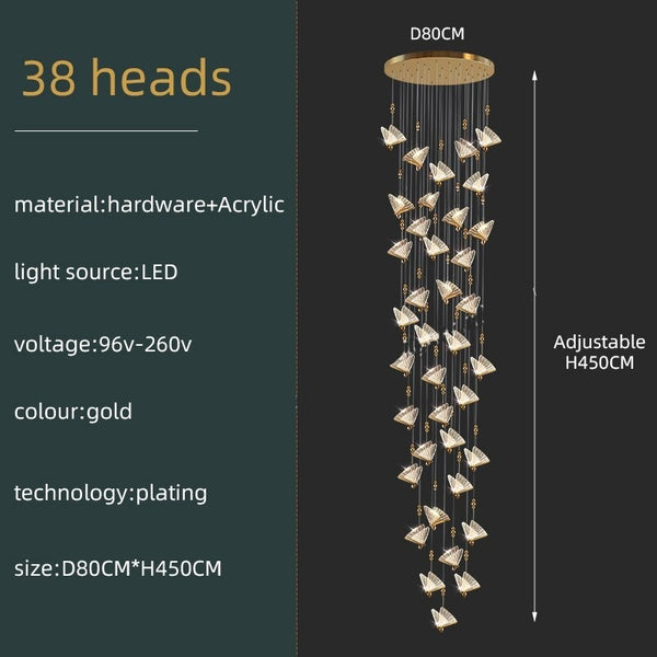 Butterfly Acrylic Chandelier - Exquisite Lighting Décor-Staircase Chandelier