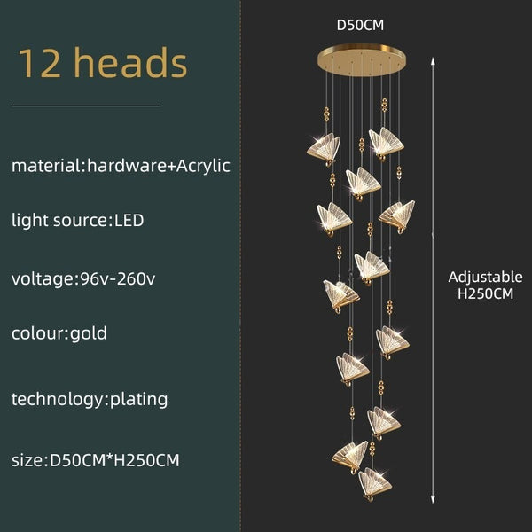 Butterfly Acrylic Chandelier - Exquisite Lighting Décor-Staircase Chandelier