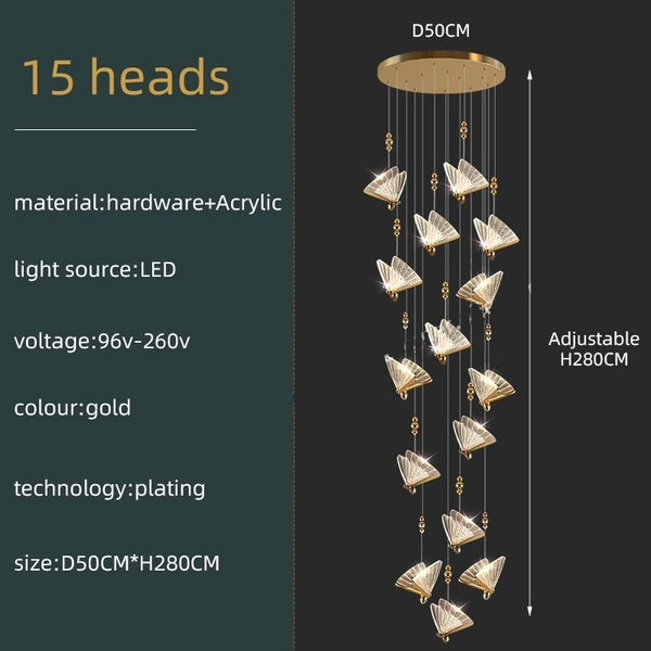 Butterfly Acrylic Chandelier - Exquisite Lighting Décor-Staircase Chandelier