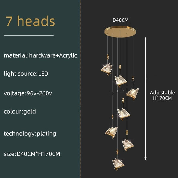 Butterfly Acrylic Chandelier - Exquisite Lighting Décor-Staircase Chandelier