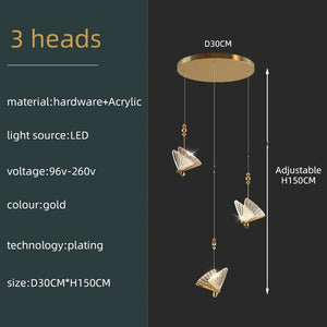 Butterfly Acrylic Chandelier - Exquisite Lighting Décor-Staircase Chandelier