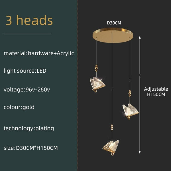 Butterfly Acrylic Chandelier - Exquisite Lighting Décor-Staircase Chandelier