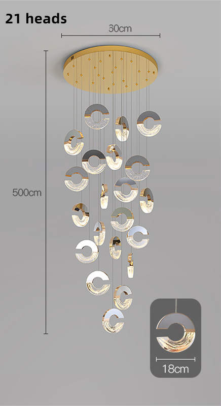 C-shaped Crystal Chandelier: Elegant Lighting Fixture-Staircase Chandelier