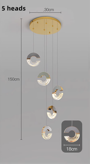 C-shaped Crystal Chandelier: Elegant Lighting Fixture-Staircase Chandelier