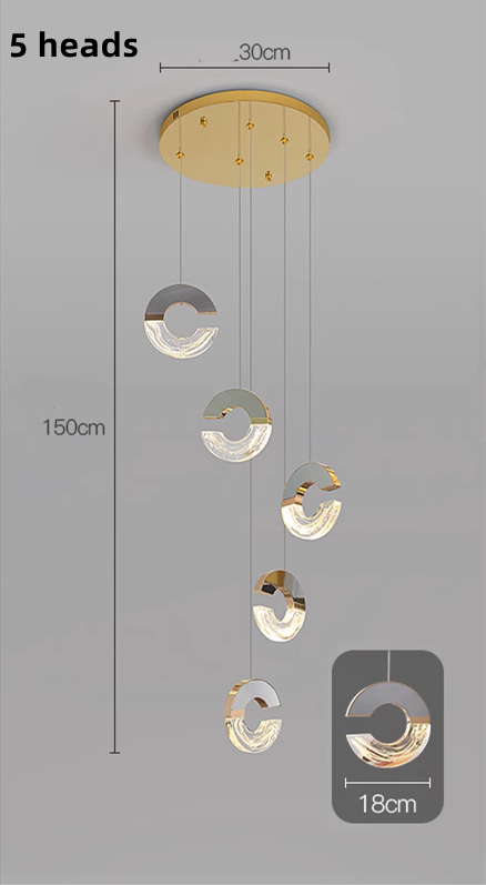 C-shaped Crystal Chandelier: Elegant Lighting Fixture-Staircase Chandelier