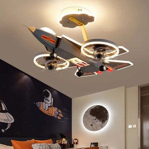 Cargo Airplane Ceiling Light with Fan for Kids Room-Kids Room Nursery Lighting