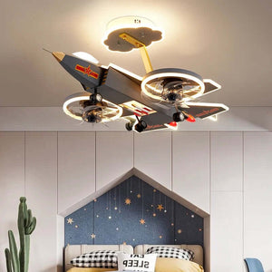 Cargo Airplane Ceiling Light with Fan for Kids Room-Kids Room Nursery Lighting
