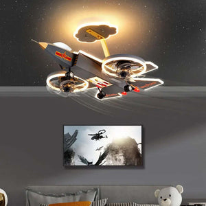 Cargo Airplane Ceiling Light with Fan for Kids Room-Kids Room Nursery Lighting