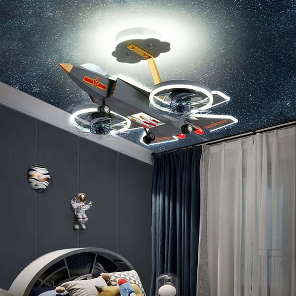 Cargo Airplane Ceiling Light with Fan for Kids Room-Kids Room Nursery Lighting