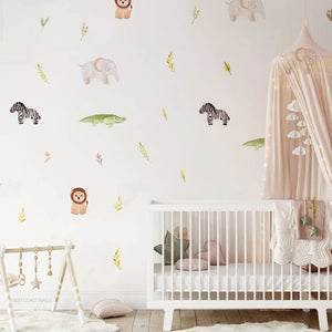 Cartoon Animal Wall Stickers for Kids - Peel and Stick Removable Decals-