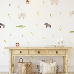 Cartoon Animal Wall Stickers for Kids - Peel and Stick Removable Decals-