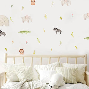 Cartoon Animal Wall Stickers for Kids - Peel and Stick Removable Decals-
