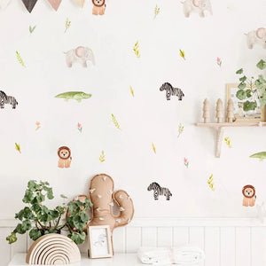 Cartoon Animal Wall Stickers for Kids - Peel and Stick Removable Decals-