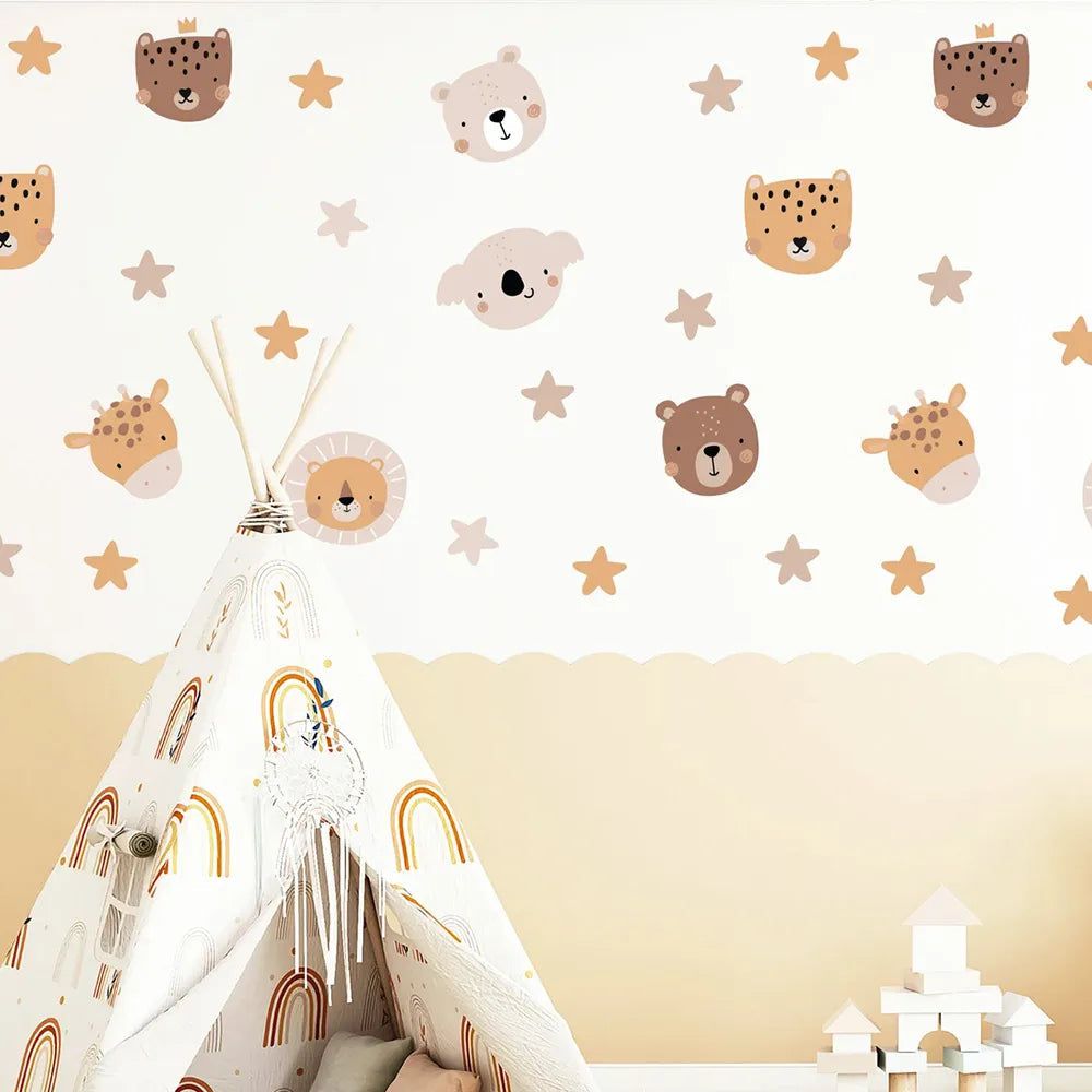 Cartoon Animals Wall Decal for Baby Nursery or Children's Room-