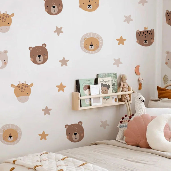 Cartoon Animals Wall Decal for Baby Nursery or Children's Room-