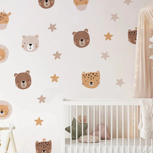 Cartoon Animals Wall Decal for Baby Nursery or Children's Room-