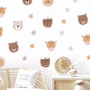 Cartoon Animals Wall Decal for Baby Nursery or Children's Room-