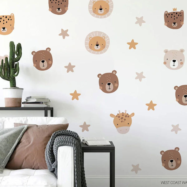 Cartoon Animals Wall Decal for Baby Nursery or Children's Room-