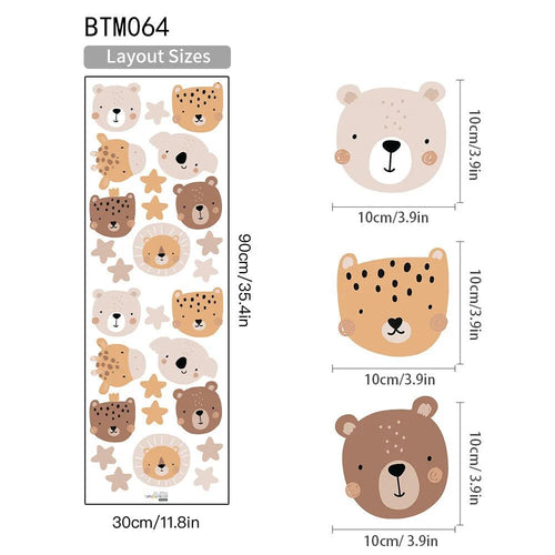 Cartoon Animals Wall Decal for Baby Nursery or Children's Room-